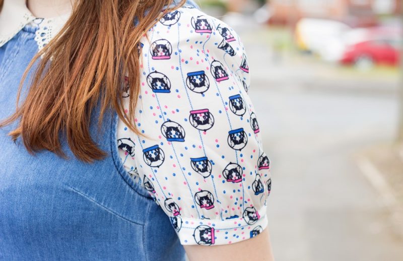 Blogger wearing Miss Patina Kitty Blouse