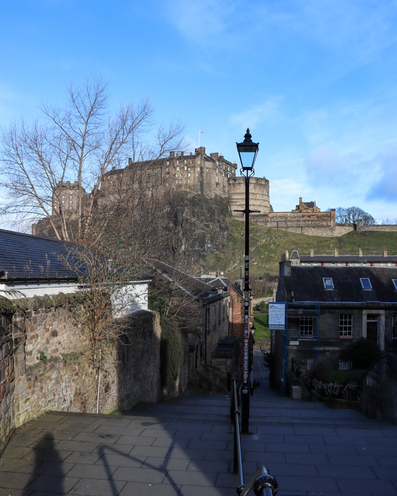 View of Edinburgh Castle from the Miss Jean Brodie Steps (The Vennel)